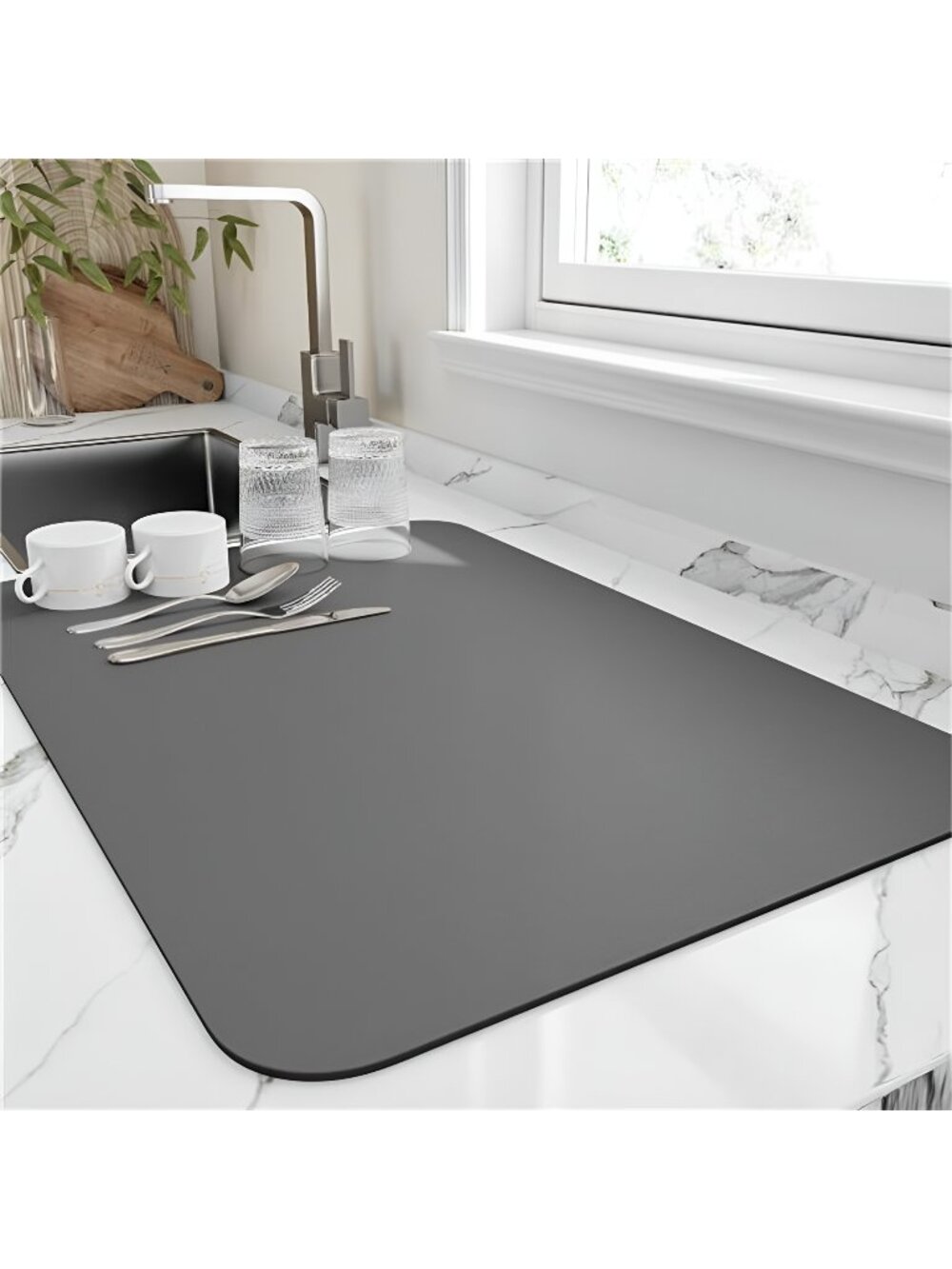 Dish Drying Mat, Heat Resistant Drainer Mats with Non-slip Rubber Backed,16"x18"